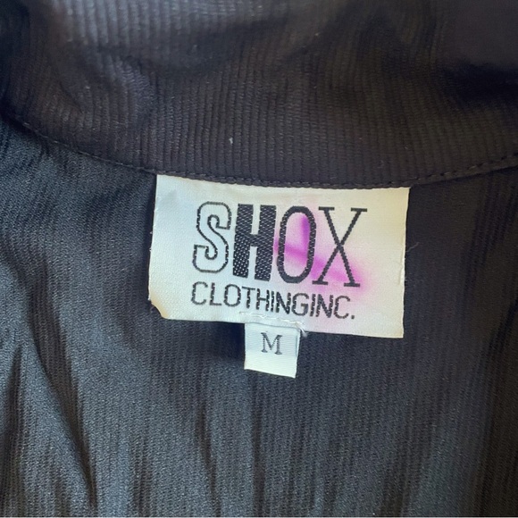 Shox Moto Jacket Asymmetrical Ziper Biker Blazer Ribbed Pointed Waist Womens M - Picture 5 of 8